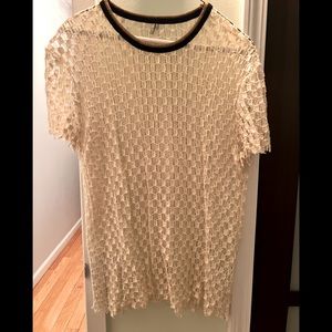 IRO Brandee lace tee with gold lured trim